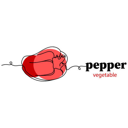 Continuous one line of pepper in silhouette. Minimal style. Perfect for cards, party invitations, posters, stickers, clothing.のイラスト素材