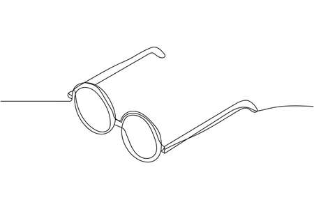 Continuous one line of eyeglasses in silhouette on a white background. Linear stylized.Minimalist.のイラスト素材