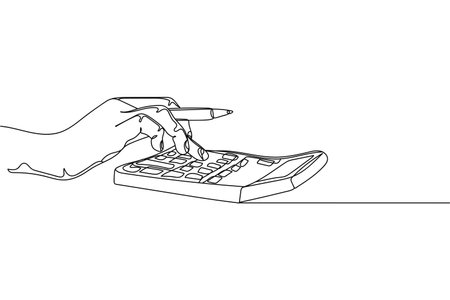 Continuous one line of accounting business are calculating in silhouette on a white background. Linear stylized.Minimalist.のイラスト素材