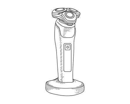 Vector illustration shot of modern electric shaver icon in silhouette on a white background.のイラスト素材