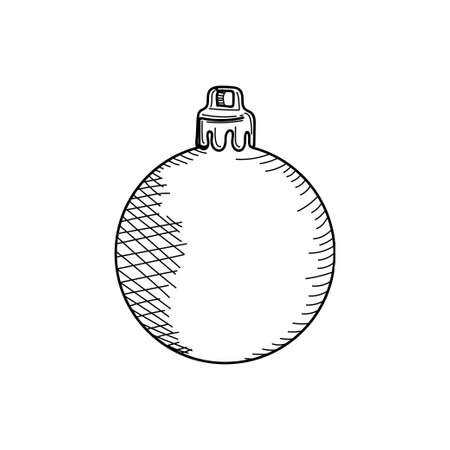 Drawing, engraving, ink, line art, vector illustration decoration ball christmas concept sketch in silhouette on a white background.のイラスト素材