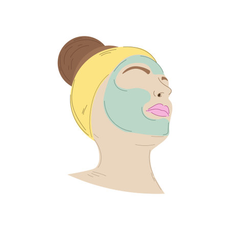 Vector illustration woman face getting facial at spa beauty procedureのイラスト素材