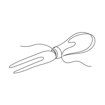 Vector continuous one single line drawing icon of cheese knife in silhouette sketch on white background. Linear stylized.のイラスト素材