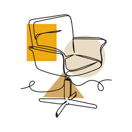 Vector abstract continuous one single simple line drawing icon of armchair in silhouette sketch. Perfect for greeting cardsのイラスト素材