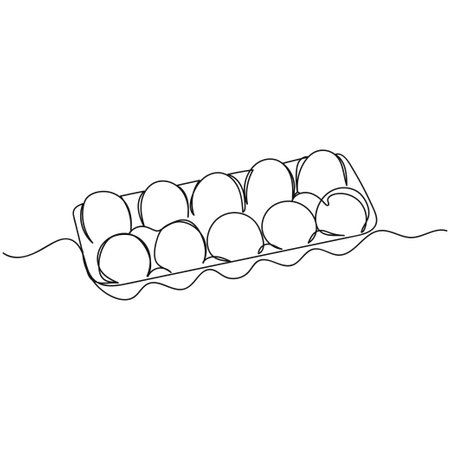 Vector abstract continuous one single simple line drawing icon of eggs in silhouette sketch.のイラスト素材