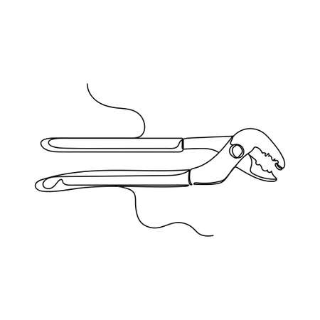 Vector abstract continuous one single simple line drawing icon of water pump pliers in silhouette sketch on white background.のイラスト素材