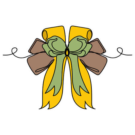 Vector abstract continuous one single simple line drawing icon of gift wrap ribbon bow in silhouette sketch. Perfect for greeting cardsのイラスト素材