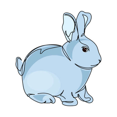 Continuous one simple single abstract line drawing of dwarf rabbit symbol 2022 easter day concept icon in silhouette on a white background. Linear stylized.のイラスト素材