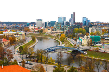 Vilnius, Lithuania - October 13, 2019: Aerial view over Old town from Castle Hill and Gediminas Tower, Vilnius, Lithuania, Baltic statesのeditorial素材
