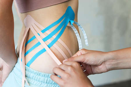 Kinesiology taping. Kinesiology taping. Kinesiology taping.の写真素材