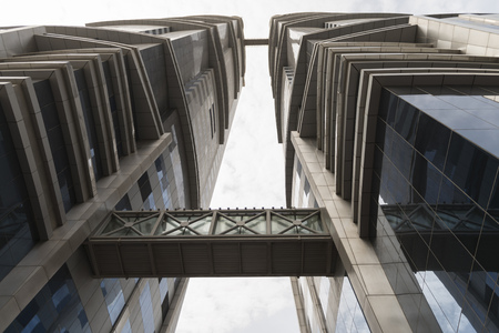View of the modern architecture building on the sky background
