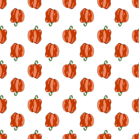 Red sweet peppers repeating pattern, vector illustration.のイラスト素材