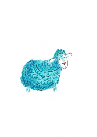 Watercolor illustration of a sheep.の写真素材