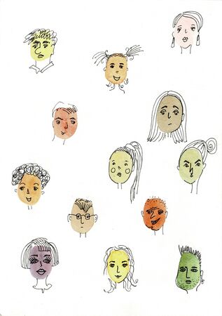 The portrait of face, different girls faces.の写真素材