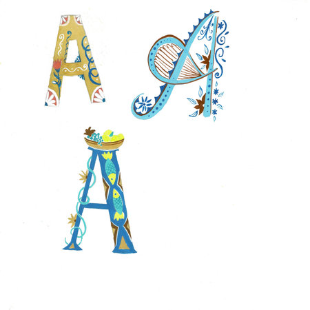 Gold floral watercolor alphabet art. Combination of gold A letter and flower wreath to create delicate designs for weddings, logotype, greeting cards, mood boards,の写真素材