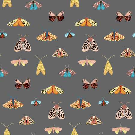 Seamless pattern with watercolor butterflies on a white background.の写真素材