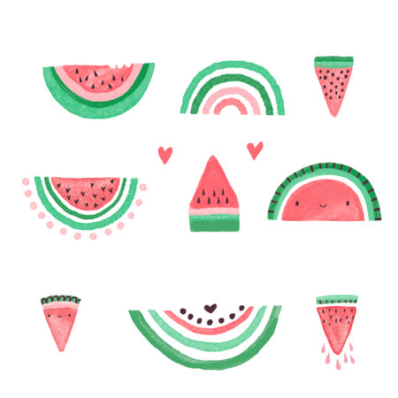 Cute watermelon in cartoon styleの写真素材