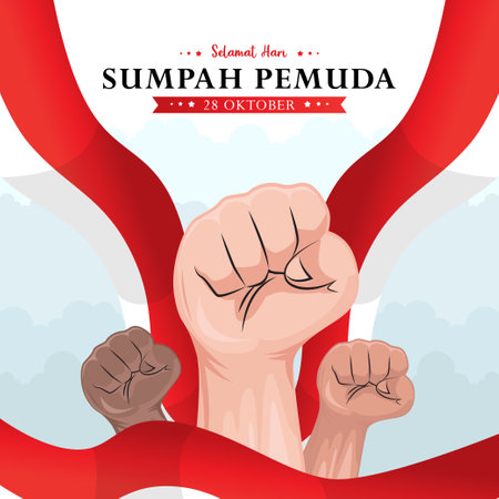 sumpah pemuda day for greeting card, poster and bannerのイラスト素材