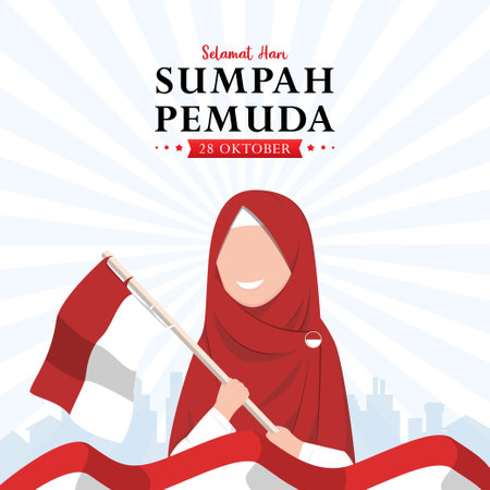 sumpah pemuda day for greeting card, poster and bannerのイラスト素材