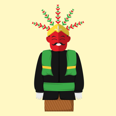 ondel ondel in traditional clothes. Vector illustration in flat styleのイラスト素材