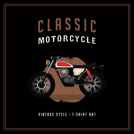 Motorcycle label design template. Vector illustration. Graphic design element.のイラスト素材
