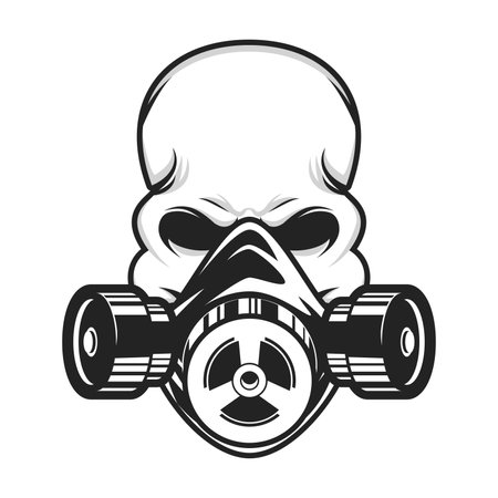 Skull with gas mask isolated on white background. Vector illustration.のイラスト素材