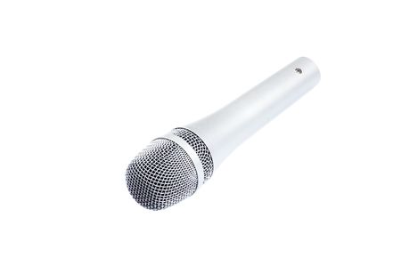 Beautiful new microphone on a white backgroundの写真素材