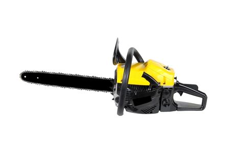 chainsaw isolated over white backgroundの写真素材