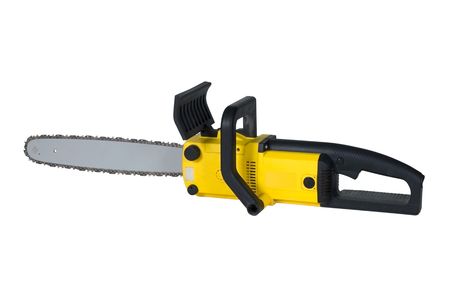 Chainsaw isolated over white backgroundの写真素材