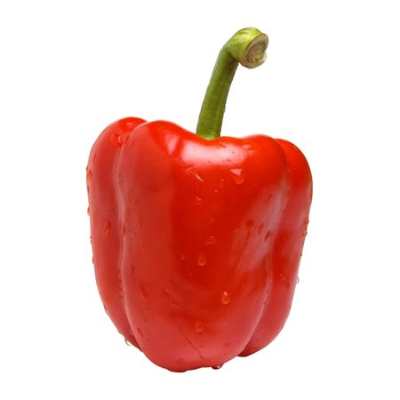 Pepper fresh vegetable closeup isolated on whiteの写真素材