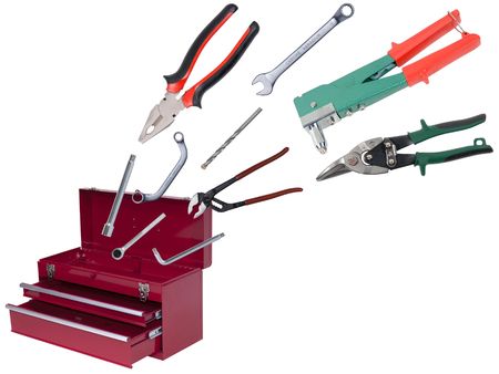 tools set isolated over white backgroundの写真素材