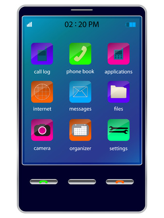 Touchscreen smartphone isolated on a white backgroundのイラスト素材