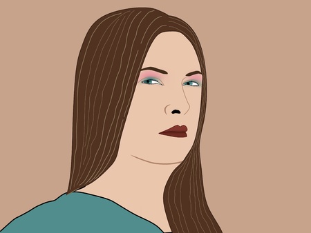 portrait of a pretty girl with long hairのイラスト素材