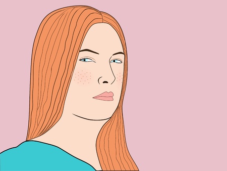 portrait of a pretty girl with long hairのイラスト素材