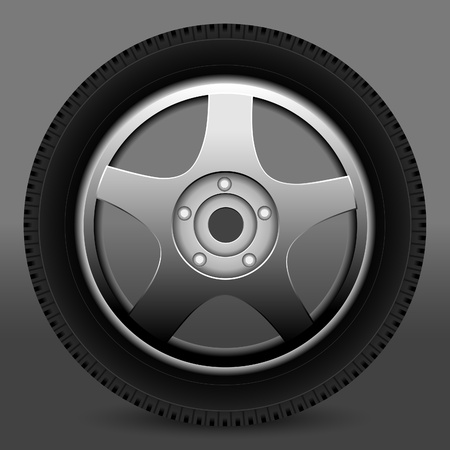 Car wheel on a grey background.のイラスト素材