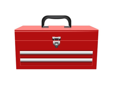 closed red toolbox isolated on white backgroundのイラスト素材
