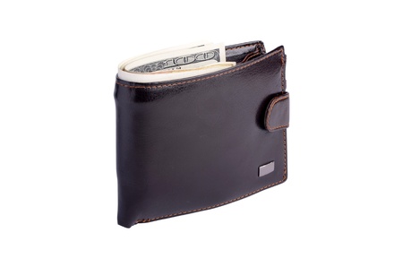 brown leather wallet isolated on a white background
