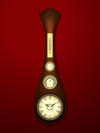 Antique wall clock with a barometer, a hygrometer and the thermometerのイラスト素材