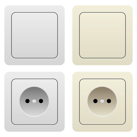 Sockets and switches on whiteのイラスト素材