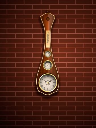 Antique wall clock with a barometer, hygrometer and the thermometerのイラスト素材