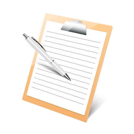 clipboard with pen on white backgroundのイラスト素材