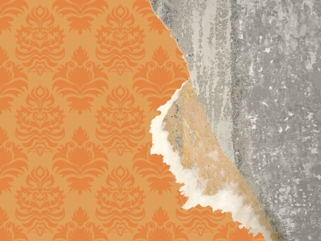 Old wall with wallpaperのイラスト素材