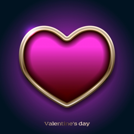 vector red heart in golden frameのイラスト素材