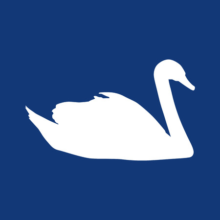Silhouette White Swan on a blue background.のイラスト素材