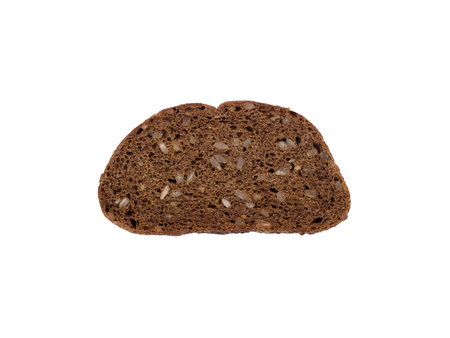 Rye bread slice isolated on white backgroundの写真素材