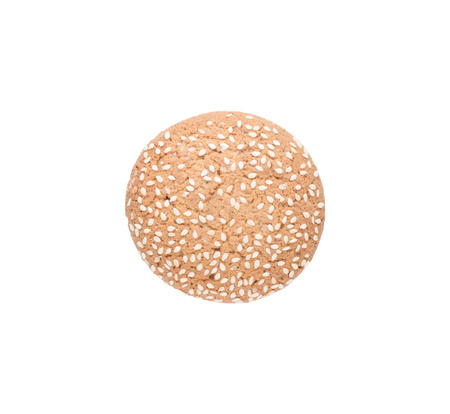 Oatmeal cookies with sesame seeds isolated on a white backgroundの写真素材
