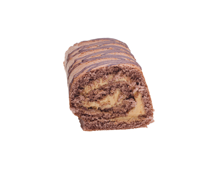 Sweet roll cake isolated on whiteの写真素材