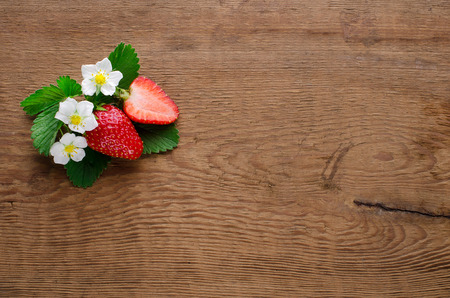 strawberry on a wooden backgroundの写真素材
