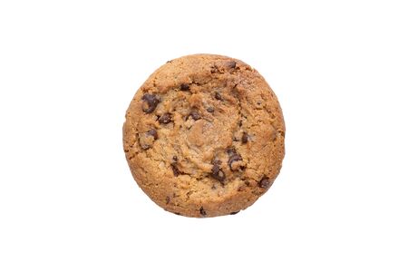 cookies with chocolate pieces on a white backgroundの写真素材
