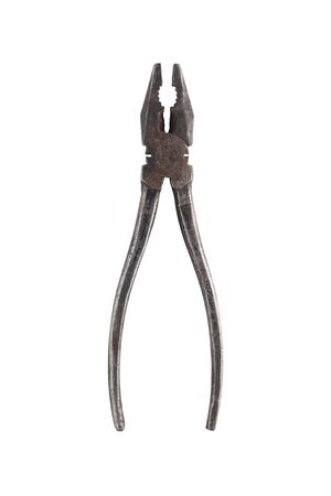 Old pliers isolated on white backgroundの写真素材